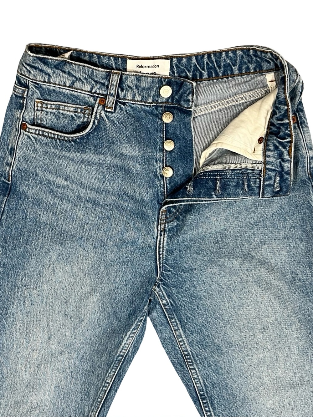 Reformation Cynthia High Rise Straight Jeans Colorado Wash Sustainable Denim - Picture 11 of 14